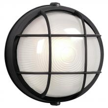  305011 BLK - Cast Aluminum Marine Light with Guard - Black w/ Frosted Glass